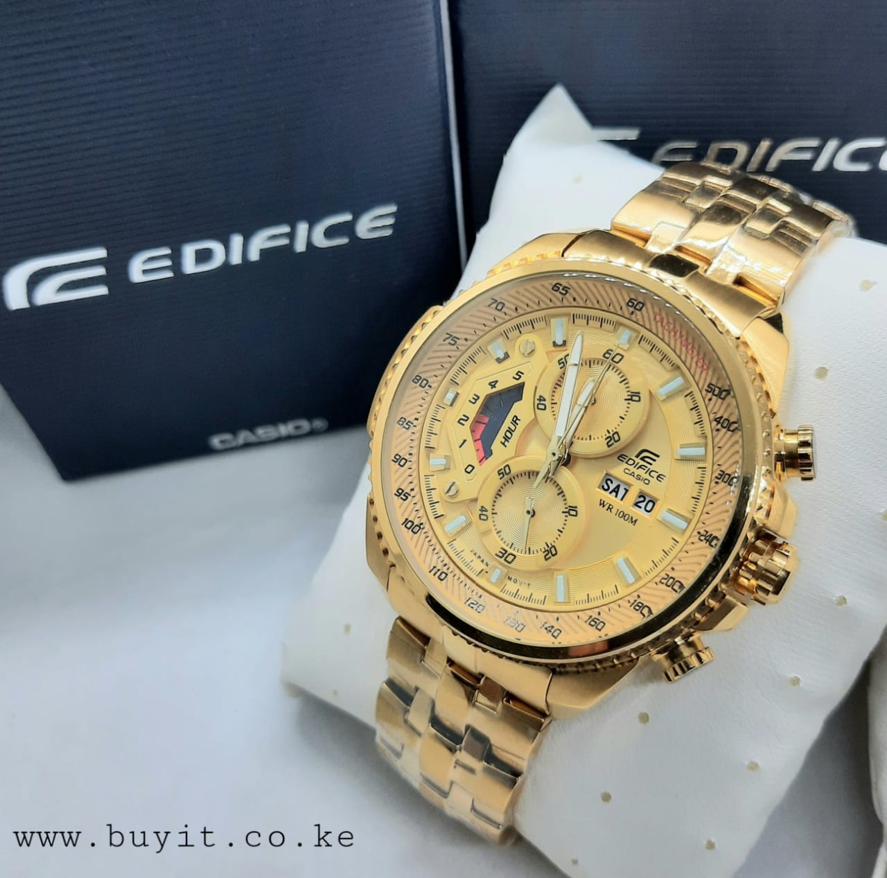 Golden Casio Edifice Day and Date Chronograph